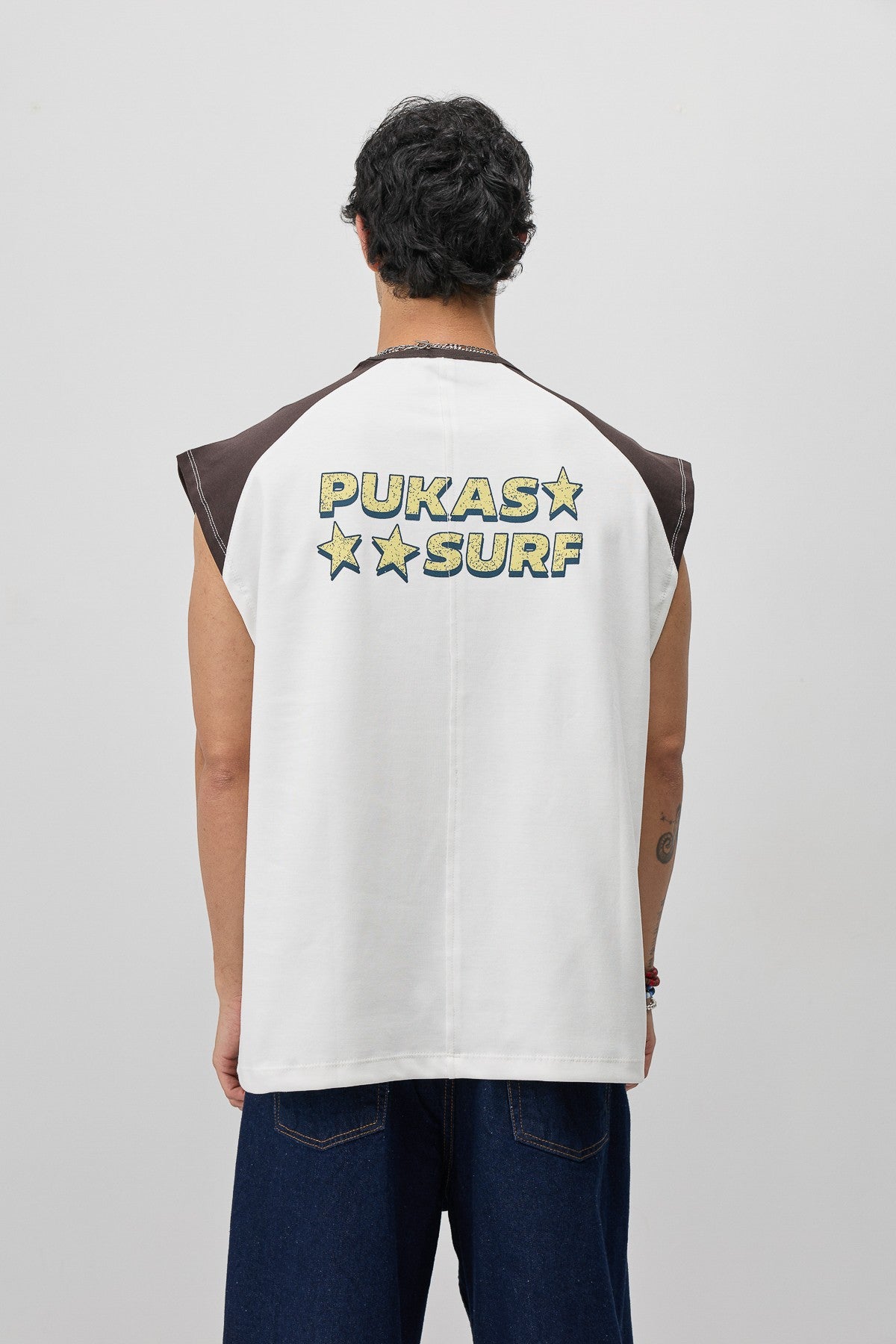 Oversized Sleeveless T-Shirt with Back Print