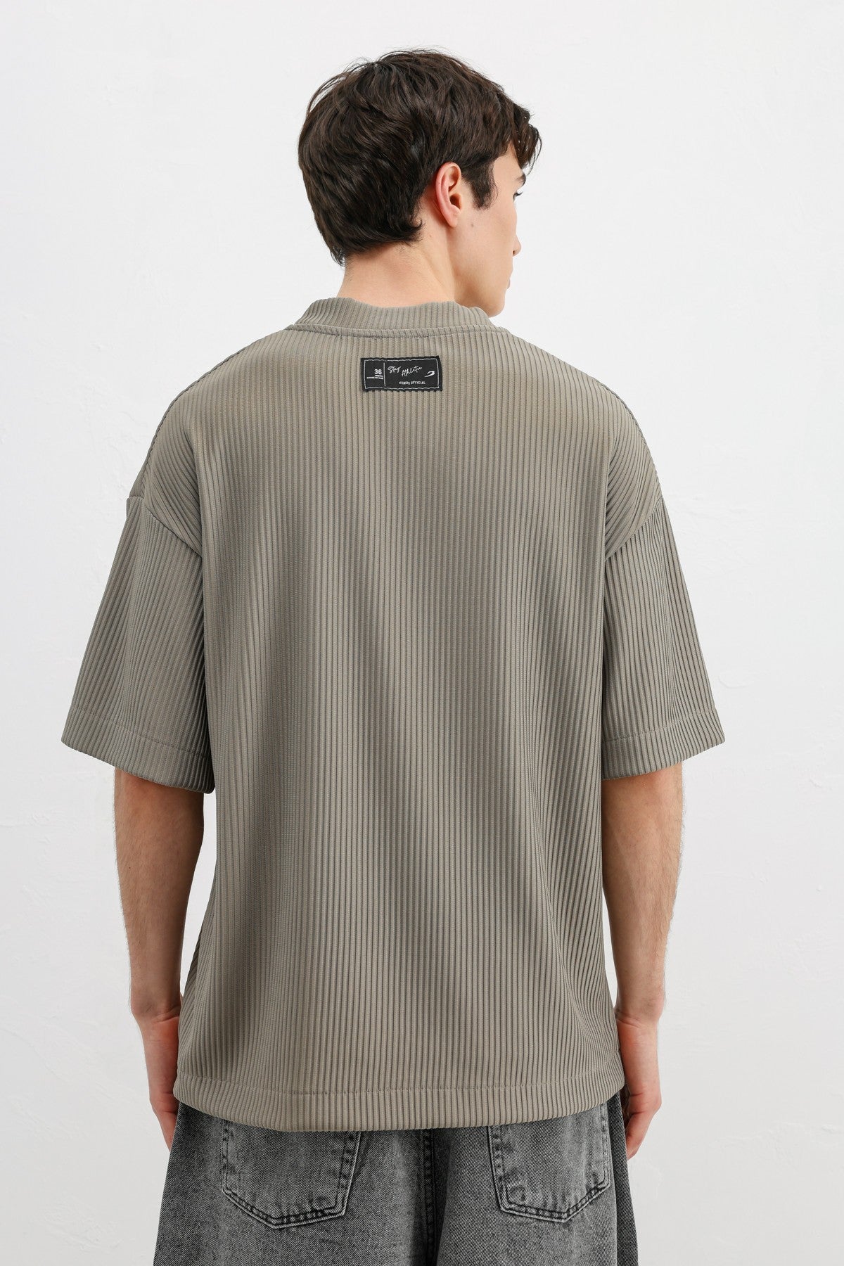 Printed Oversized T-Shirt with Ribbed Hem