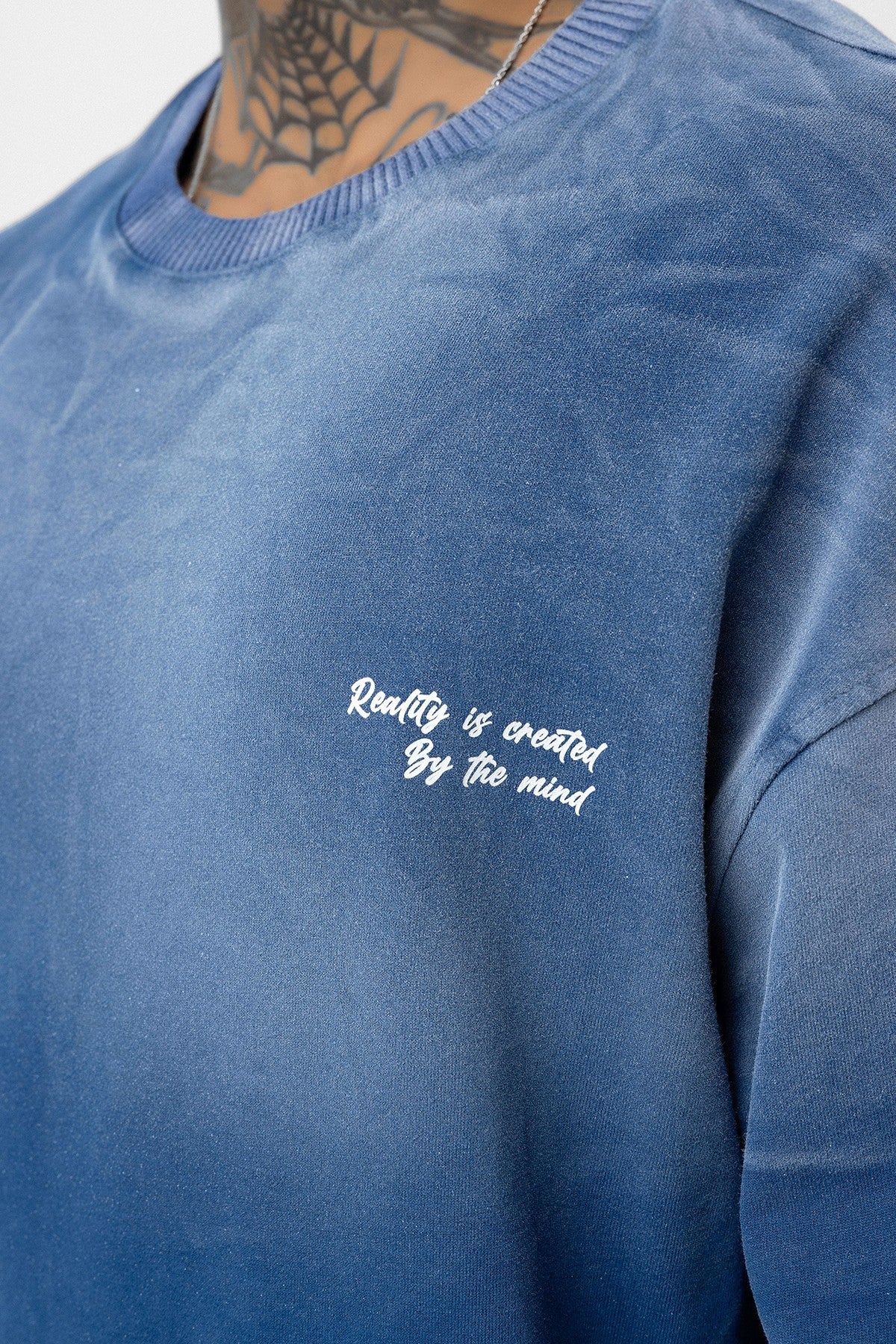 Oversized T-Shirt with Washed-Out Print and Detailed Design