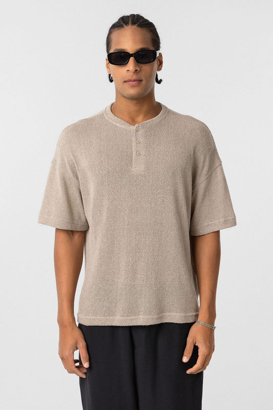 Basic Oversized Button-Down T-Shirt