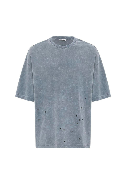 Oversized T-Shirt with Metal Accents and a Washed Look