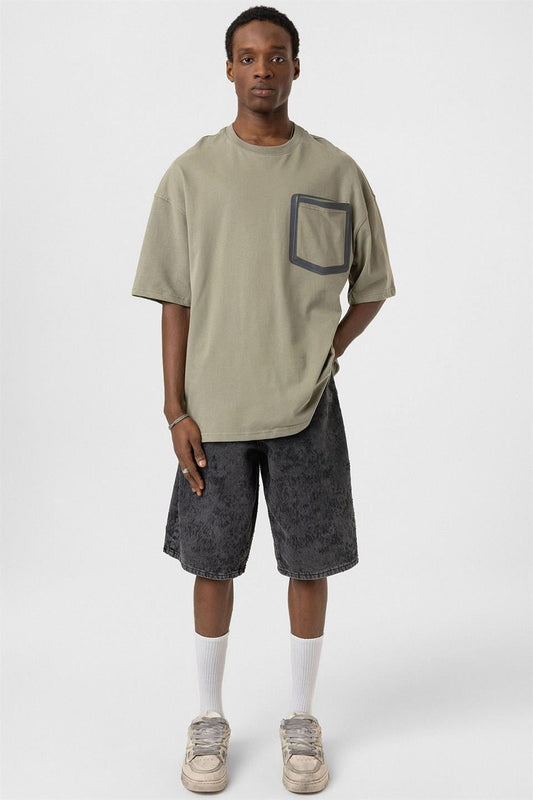 Oversized T-Shirt with Bike-Neck Pocket