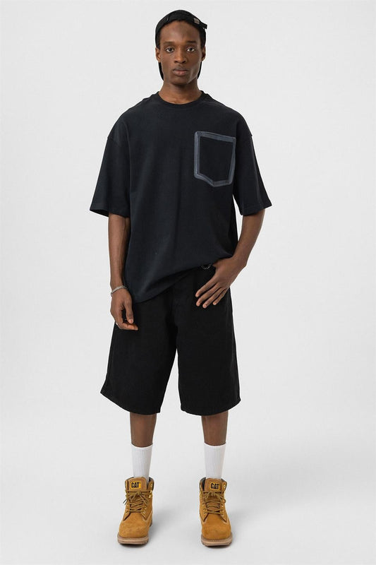 Oversized T-Shirt with Bike-Neck Pocket