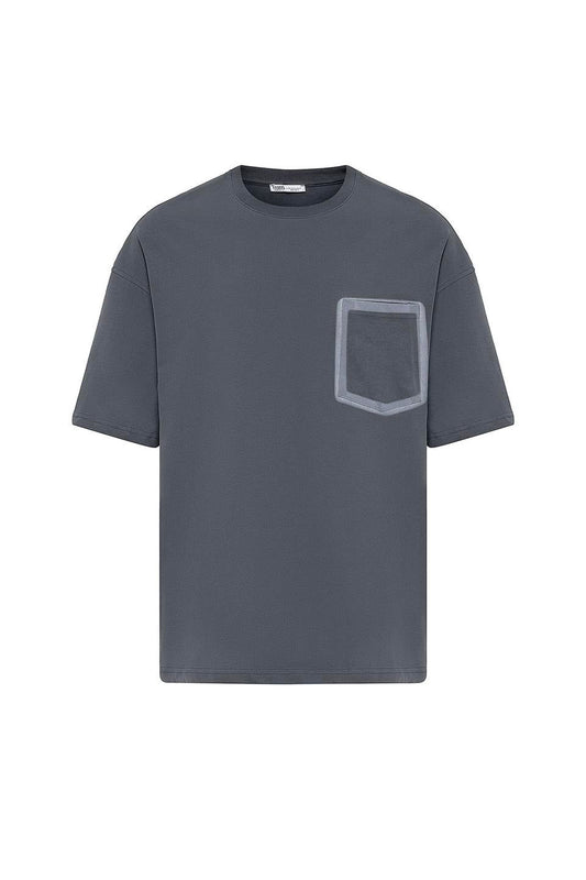 Oversized T-Shirt with Bike-Neck Pocket