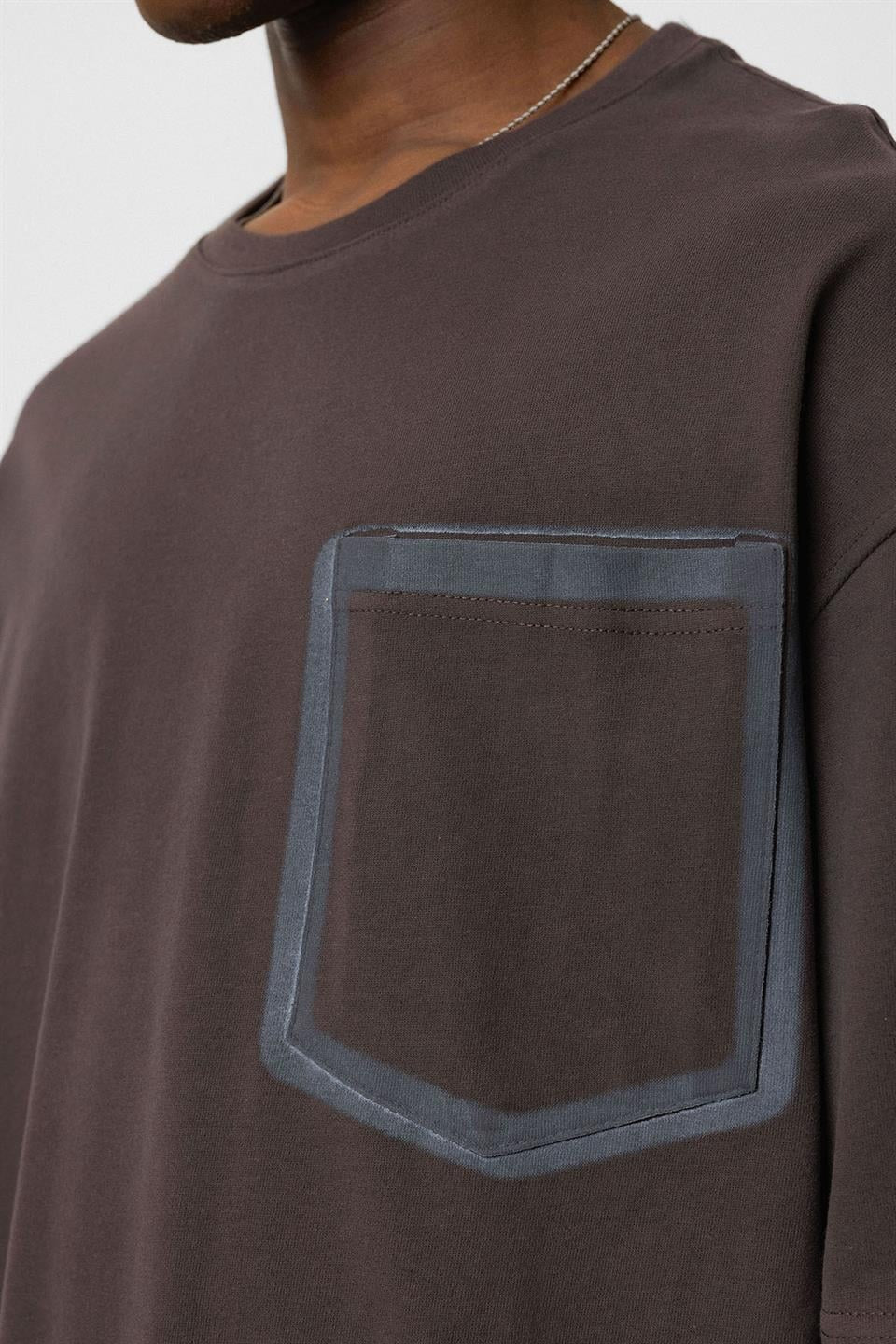 Oversized T-Shirt with Bike-Neck Pocket