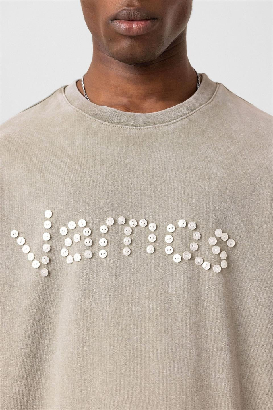 Oversized T-Shirt with Washed Button Details
