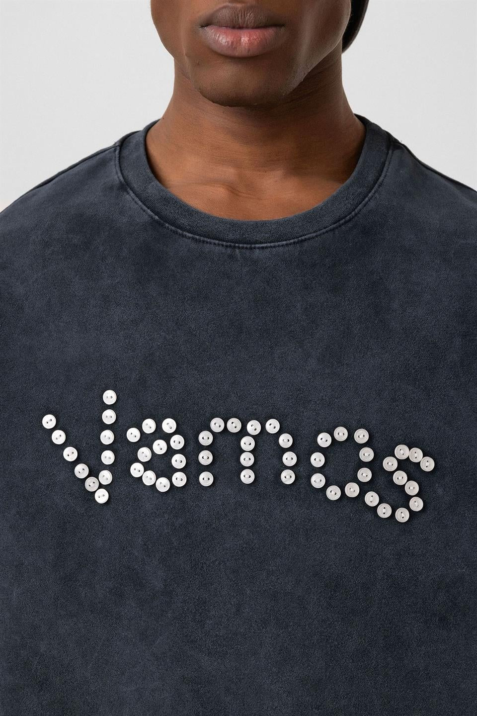 Oversized T-Shirt with Washed Button Details