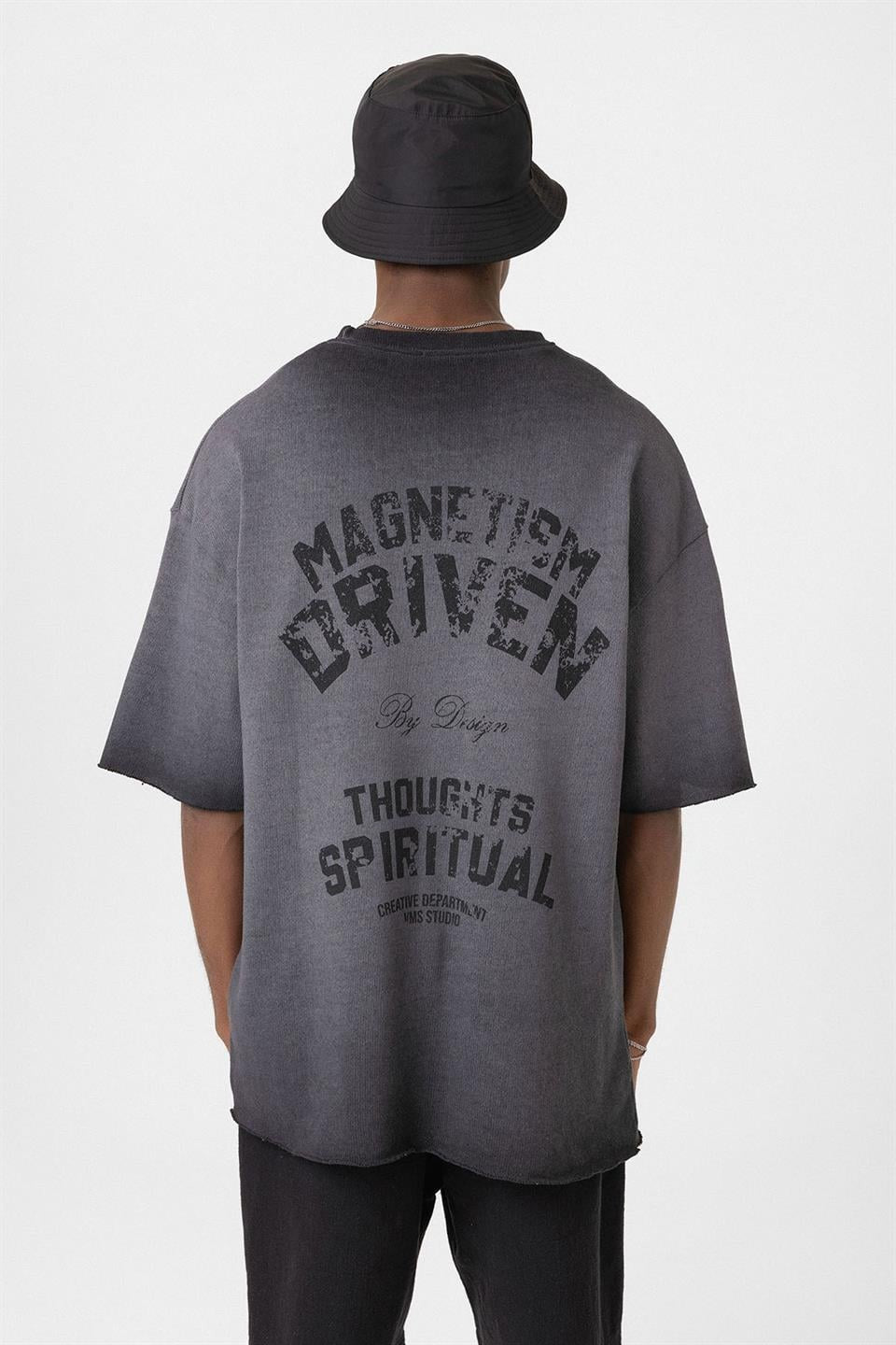 Oversized Washed Printed Knit T-Shirt