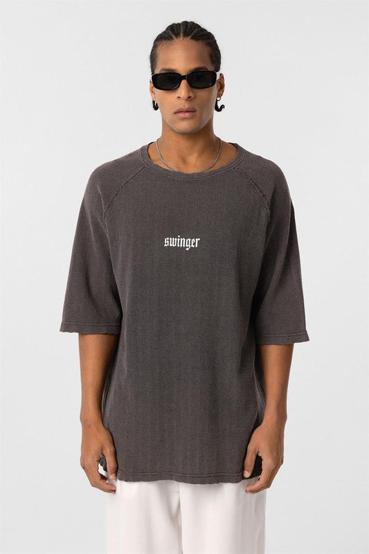 Oversized Printed Knit T-Shirt (Machine Washable)