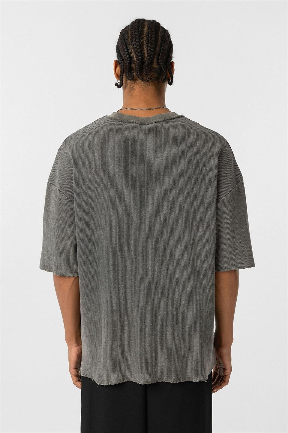 Oversized Washed Knit T-Shirt in Mink