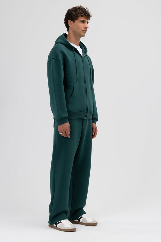 Basic Oversized Hooded Sweatshirt with Zipper
