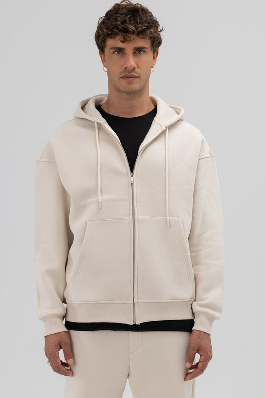 Basic Oversized Hooded Sweatshirt with Zipper