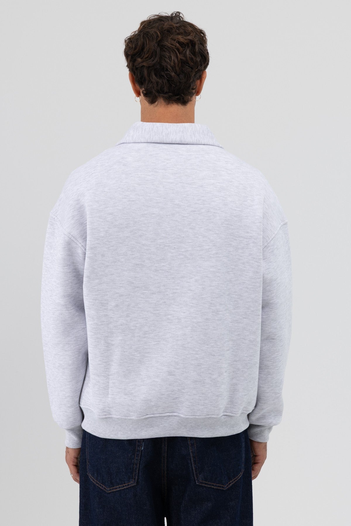 Oversized Zipper-Front Stand-Up Collar Sweatshirt