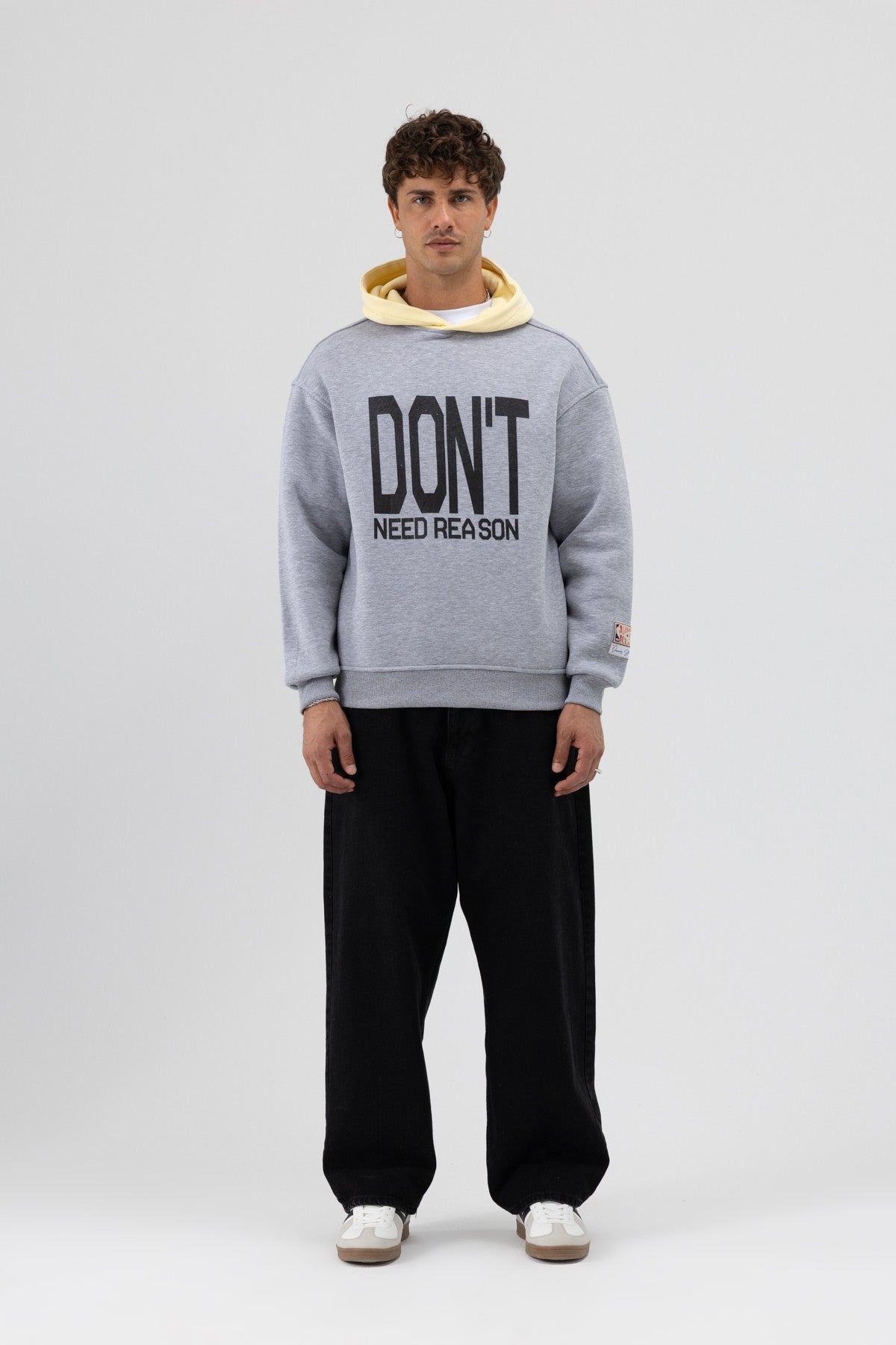 Two-Tone Printed Oversized Sweatshirt