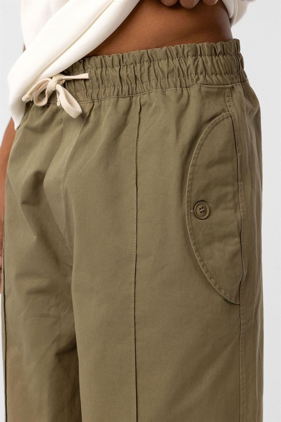 Lace-Up Baggy Gabardine Pants
