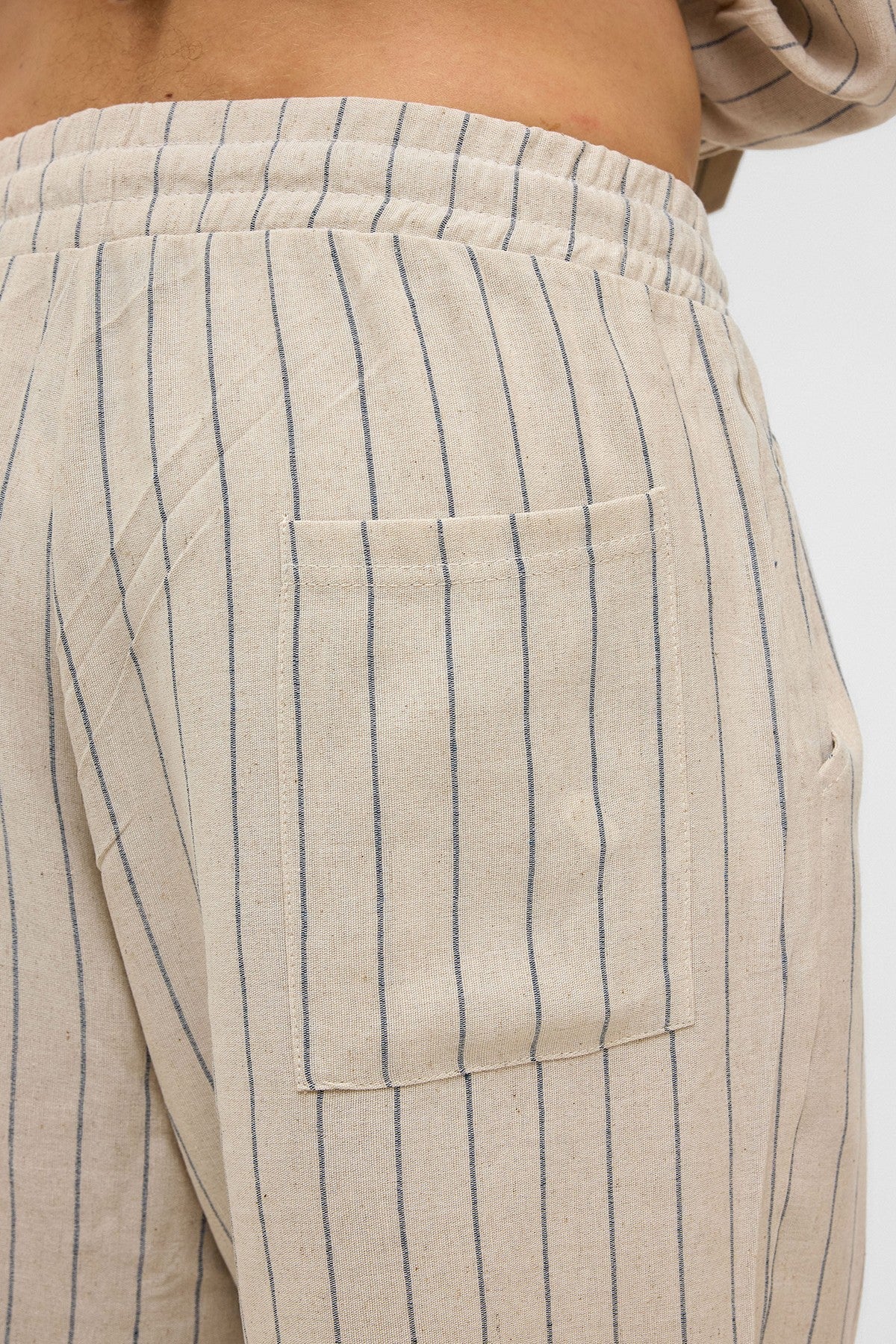 Oversized Striped Linen Shorts