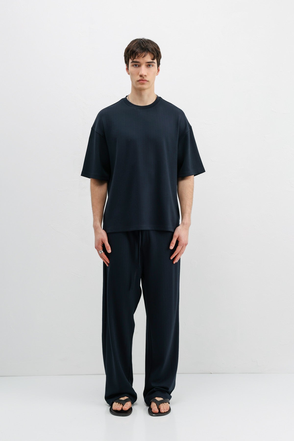 Ribbed, Textured Baggy Sweatpants