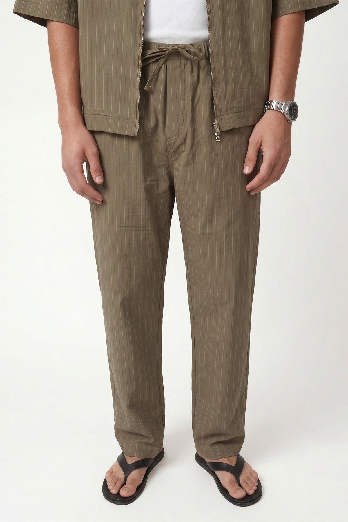 Striped Lyocell-Blend Relaxed-Fit Pants