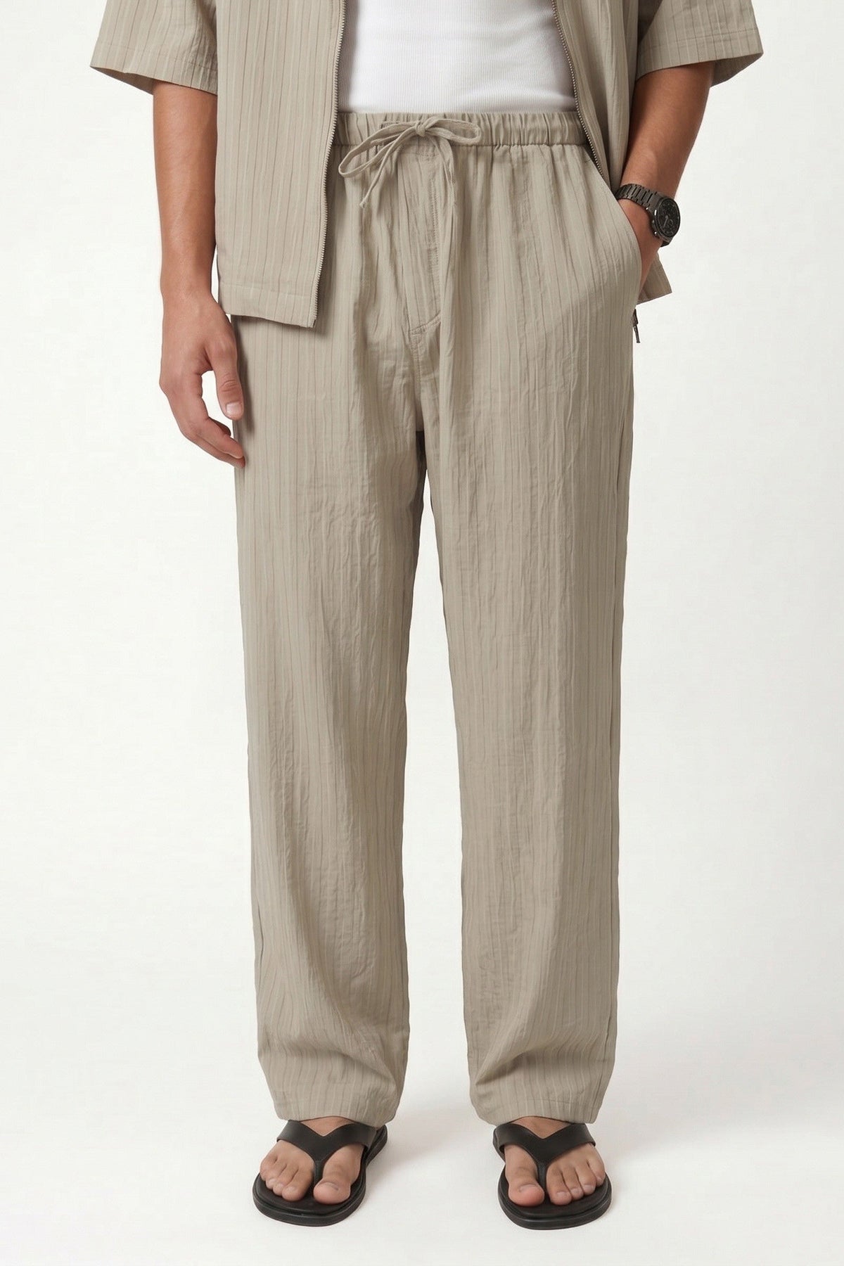 Striped Lyocell-Blend Relaxed-Fit Pants