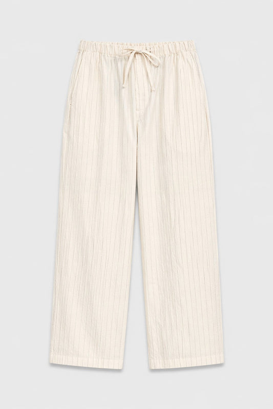 Striped Lyocell-Blend Relaxed-Fit Pants