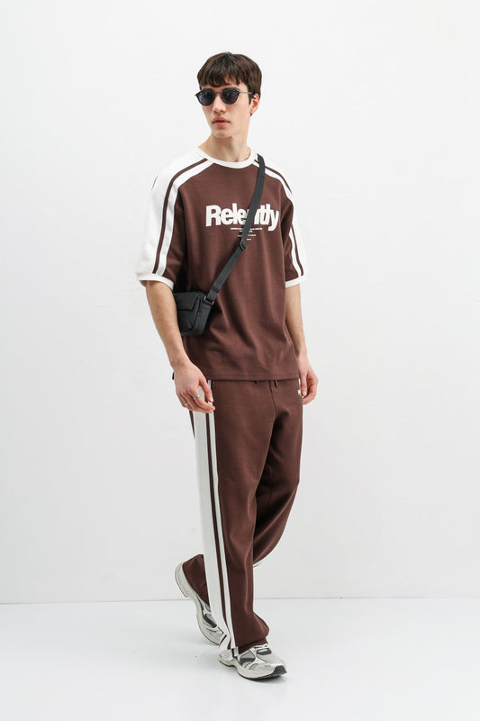 Oversized Printed Sweatsuit Set, Brown