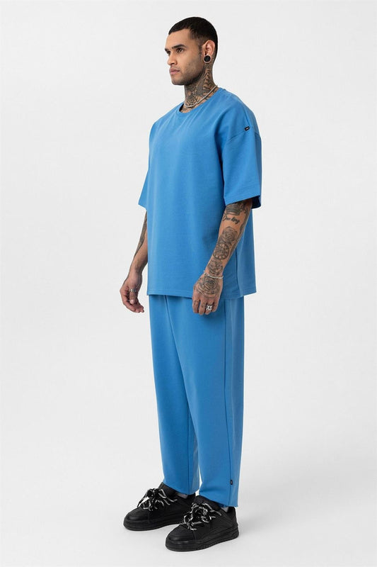 Basic Oversized Sweatsuit Set with Elastic Cuffs