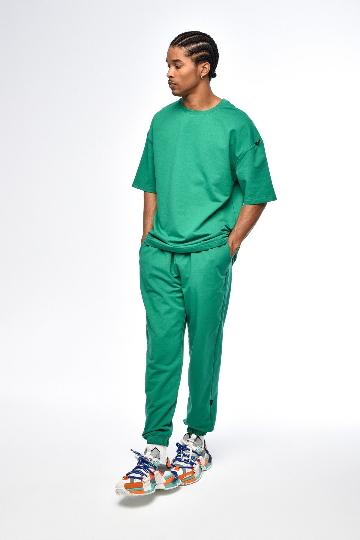 Basic Oversized Sweatsuit Set with Elastic Cuffs