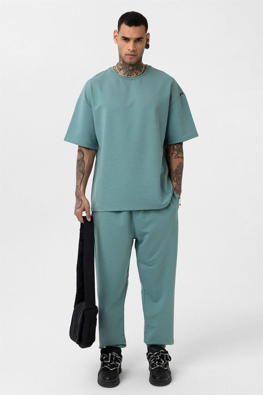 Basic Oversized Sweatsuit Set with Elastic Cuffs