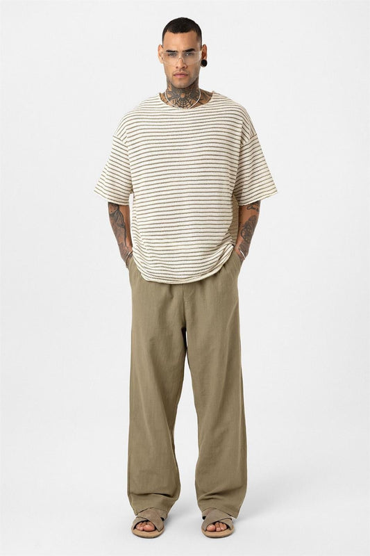 Striped Oversized Knit T-Shirt 30-773