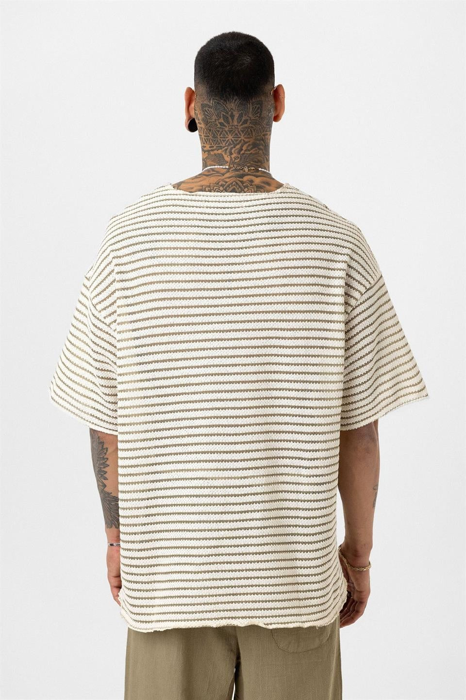 Striped Oversized Knit T-Shirt 30-773
