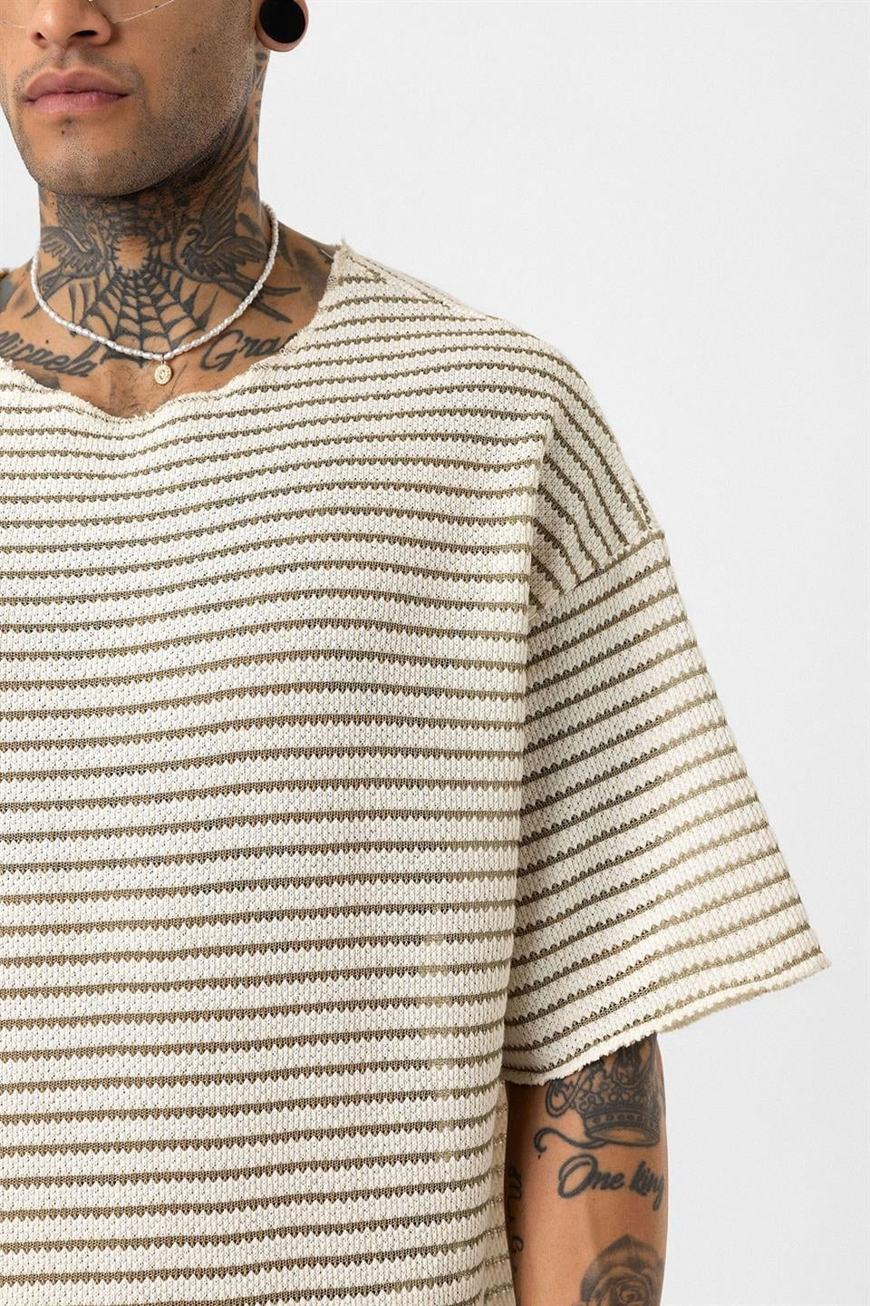 Striped Oversized Knit T-Shirt 30-773