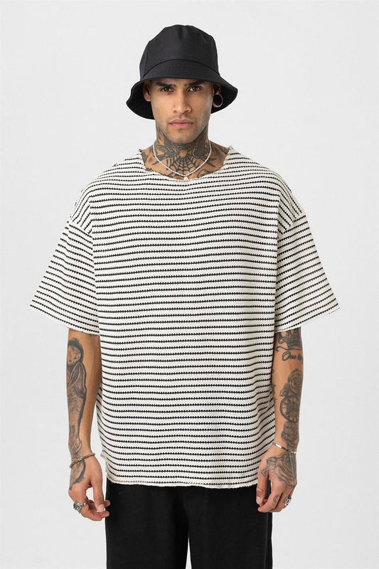 Striped Oversized Knit T-Shirt 30-773