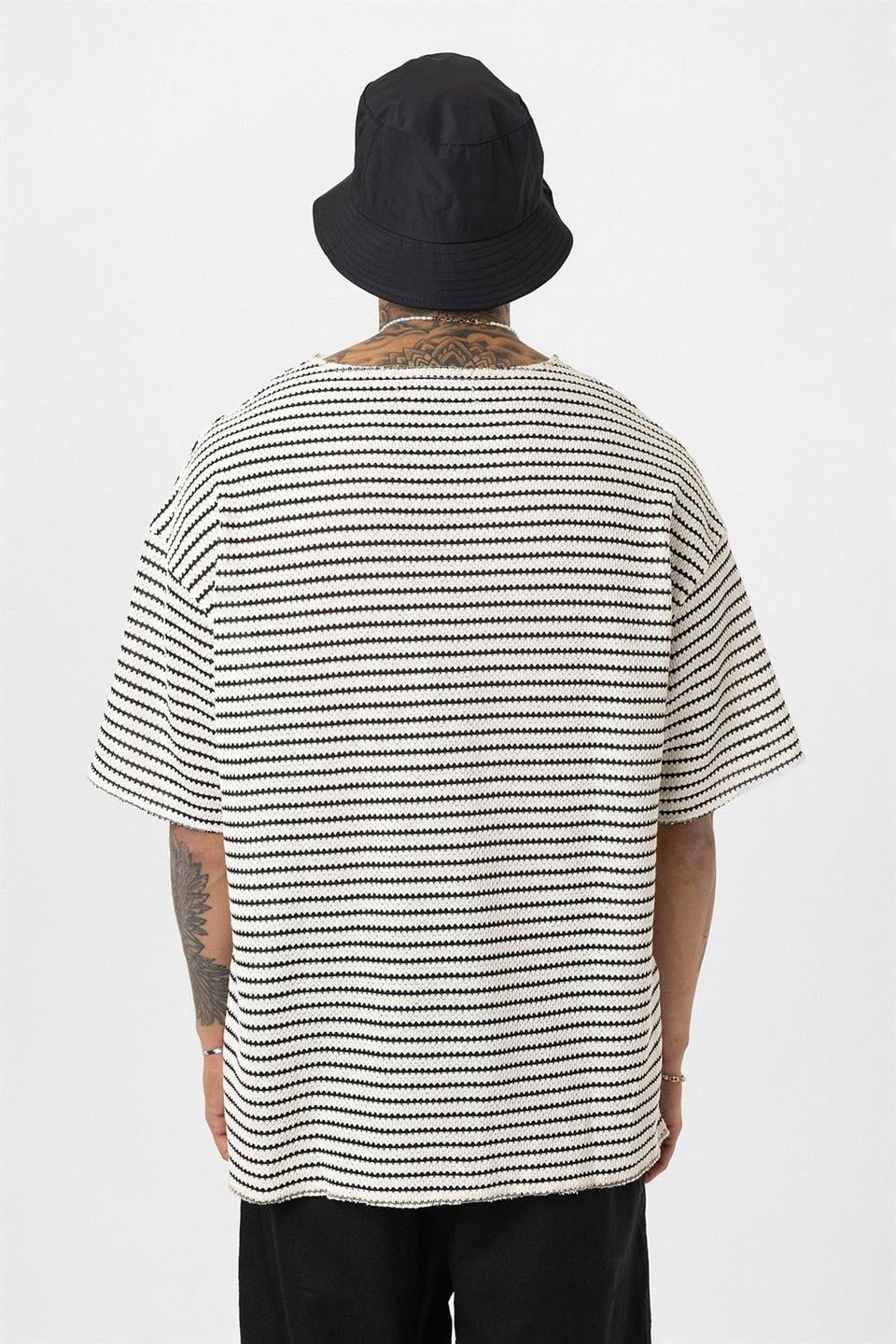 Striped Oversized Knit T-Shirt 30-773