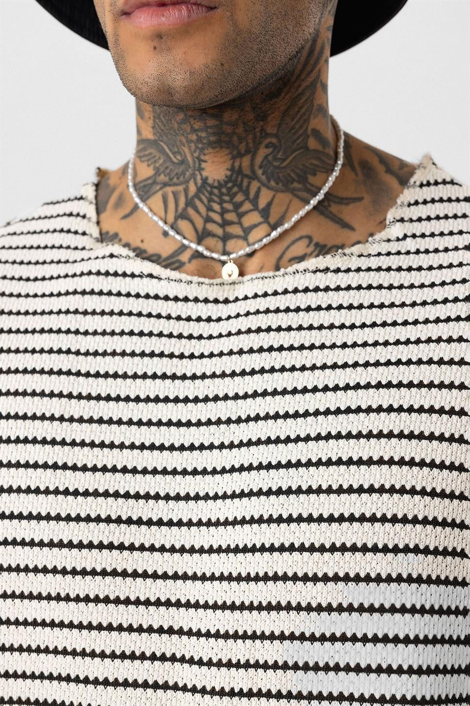 Striped Oversized Knit T-Shirt 30-773