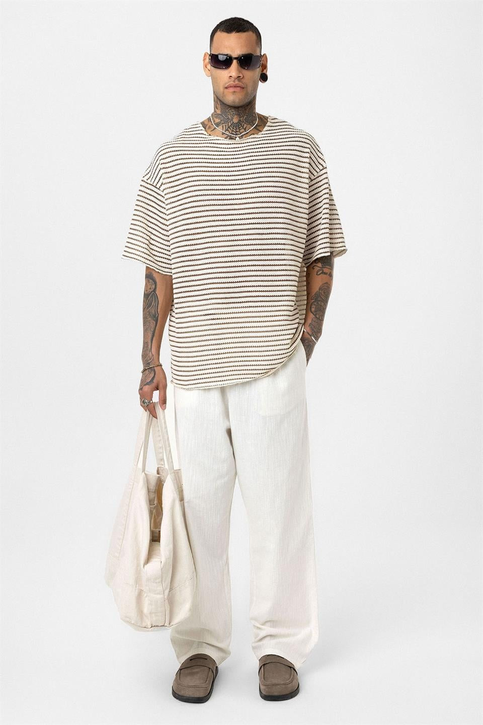 Oversized Striped Knit T-Shirt