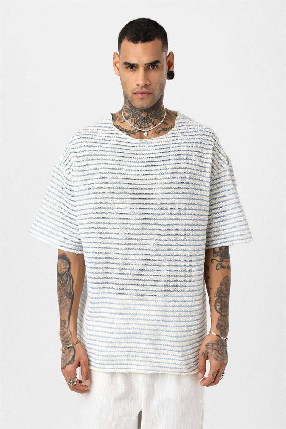 Oversized Striped Knit T-Shirt