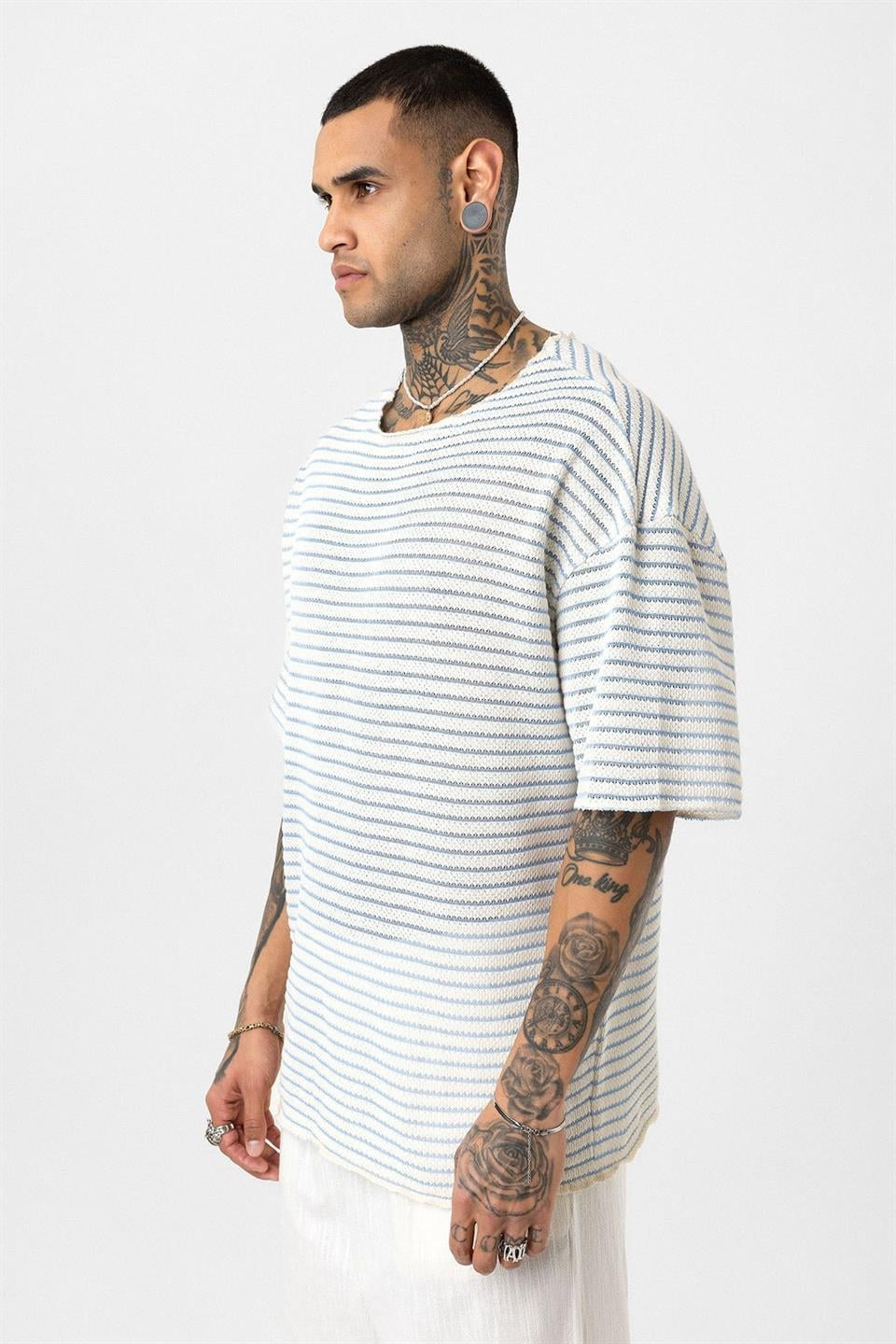 Oversized Striped Knit T-Shirt