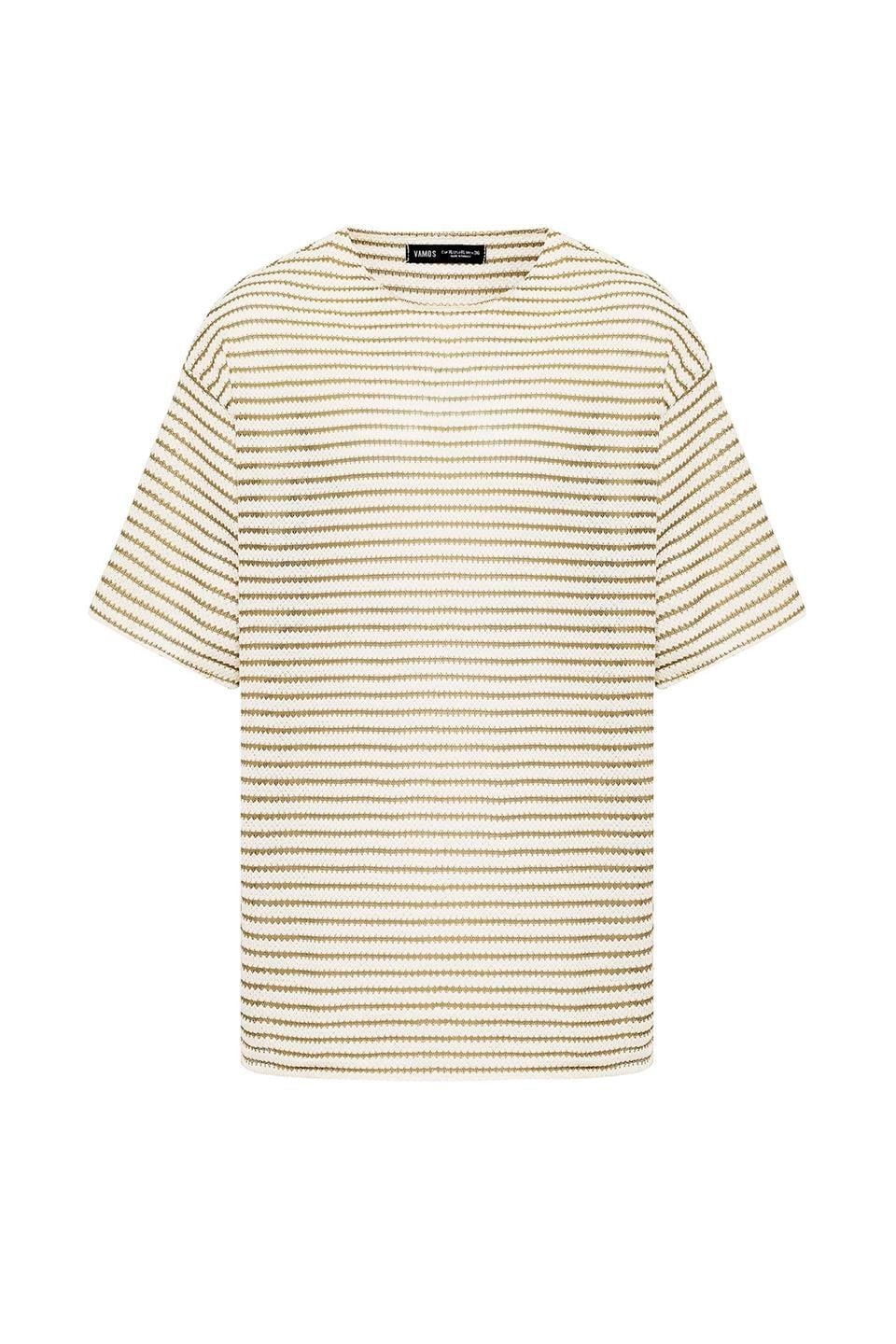 Striped Oversized Knit T-Shirt 30-773