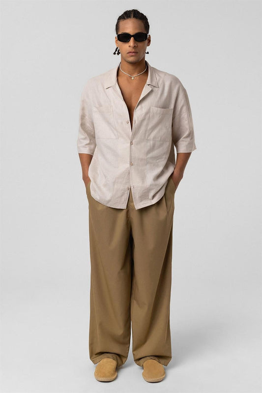 Baggy-Fit Fabric Pants