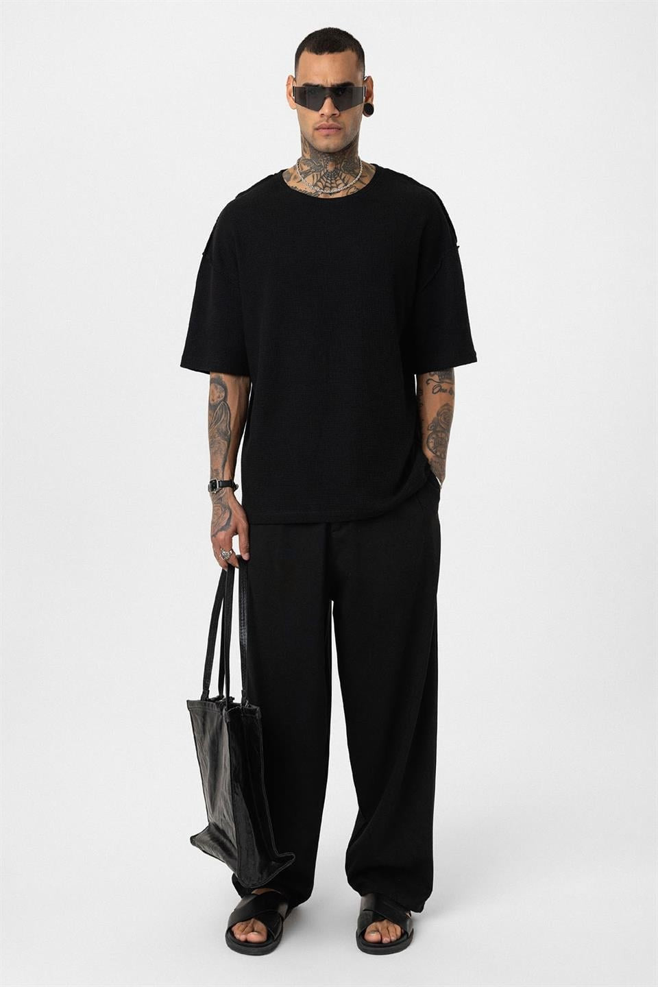 Oversized Knit T-Shirt with Back Print