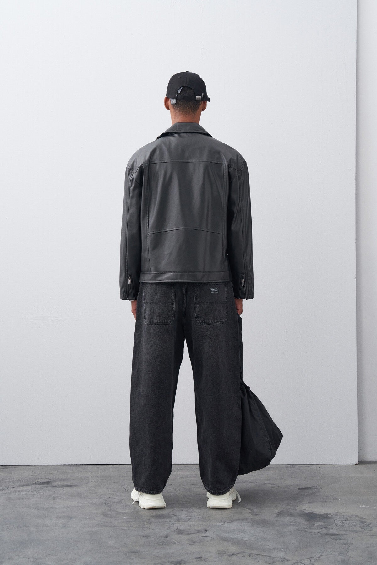 Leather Biker Jacket with Zipper Details