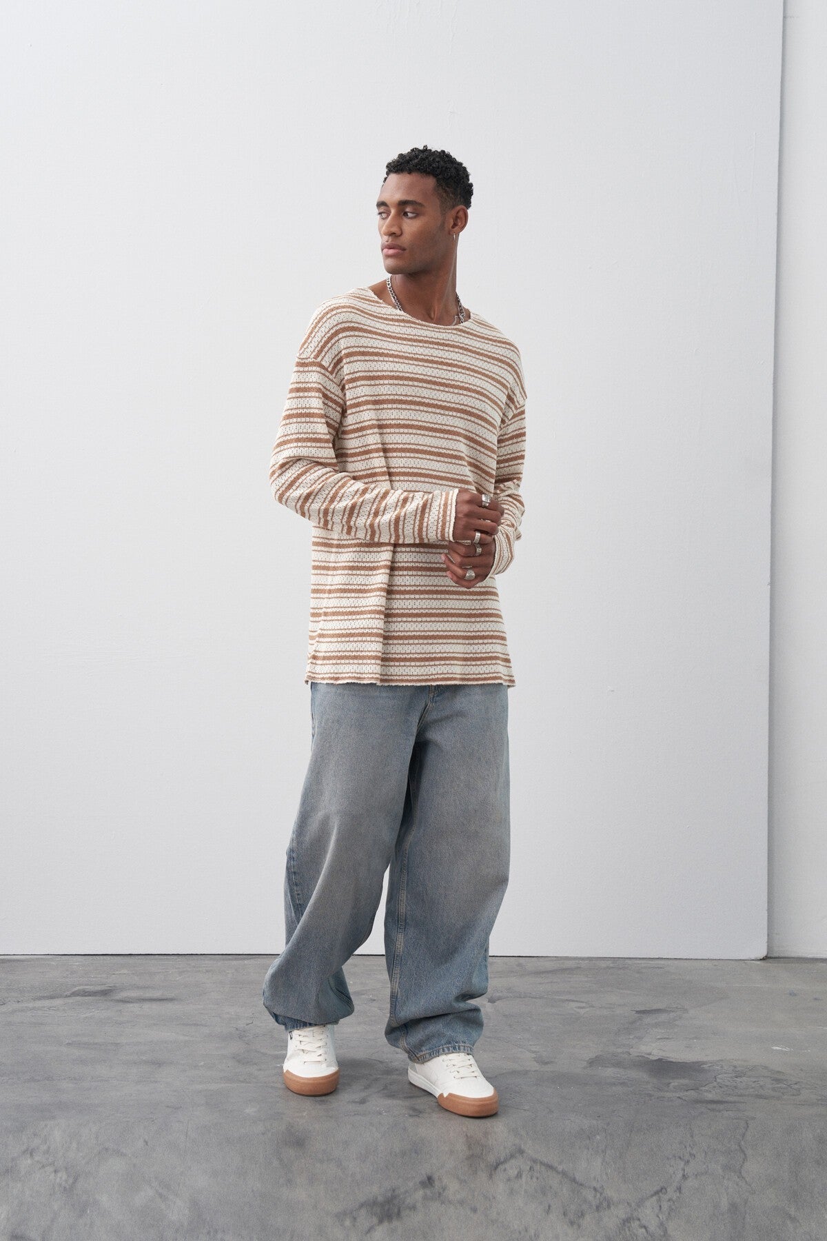 Oversized Striped Knit T-Shirt