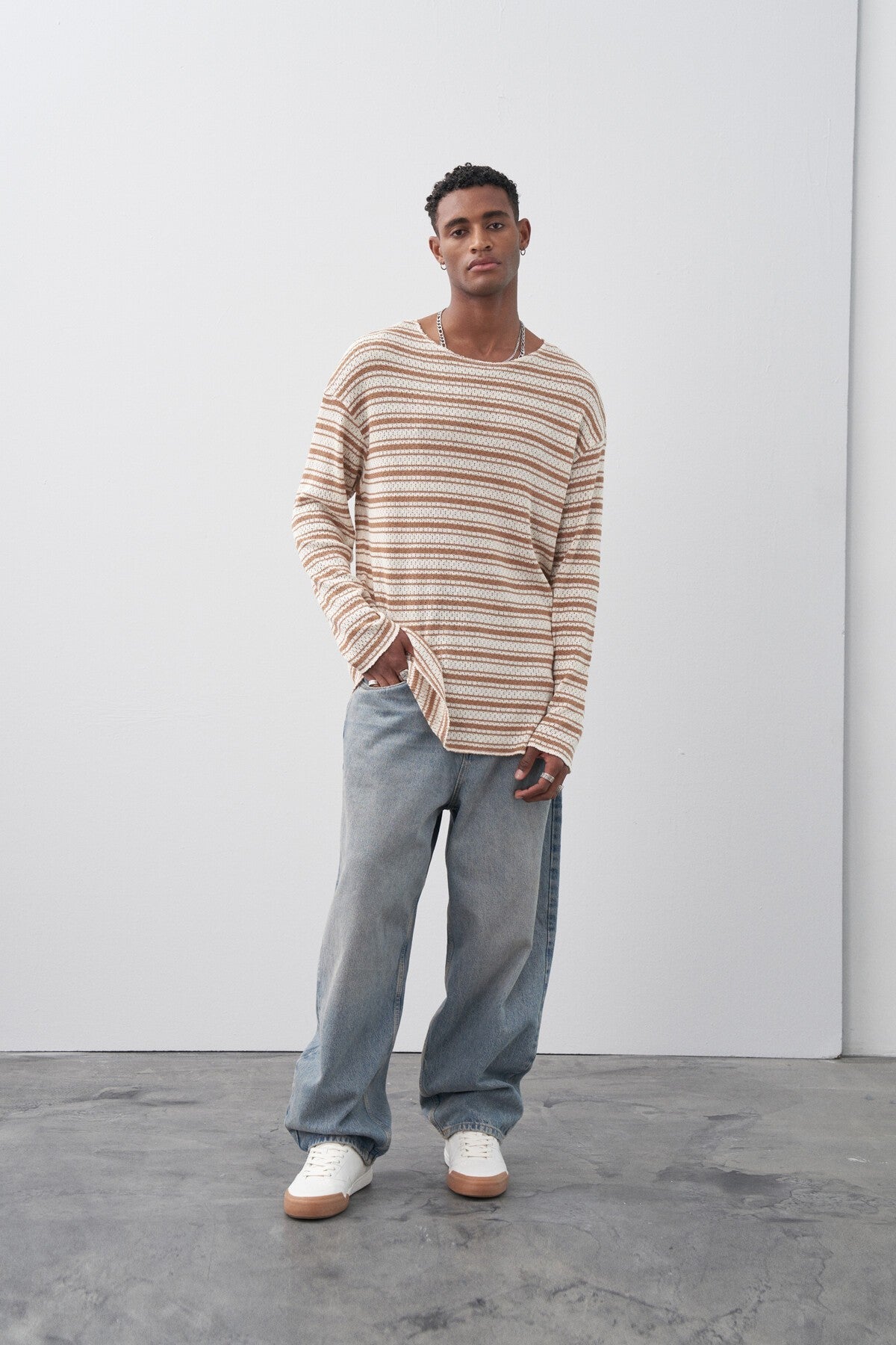 Oversized Striped Knit T-Shirt