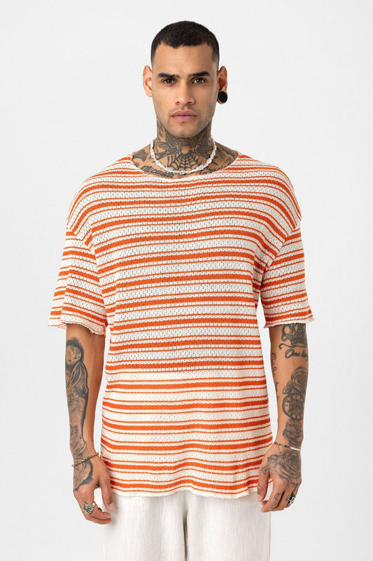 Oversized Striped Knit T-Shirt