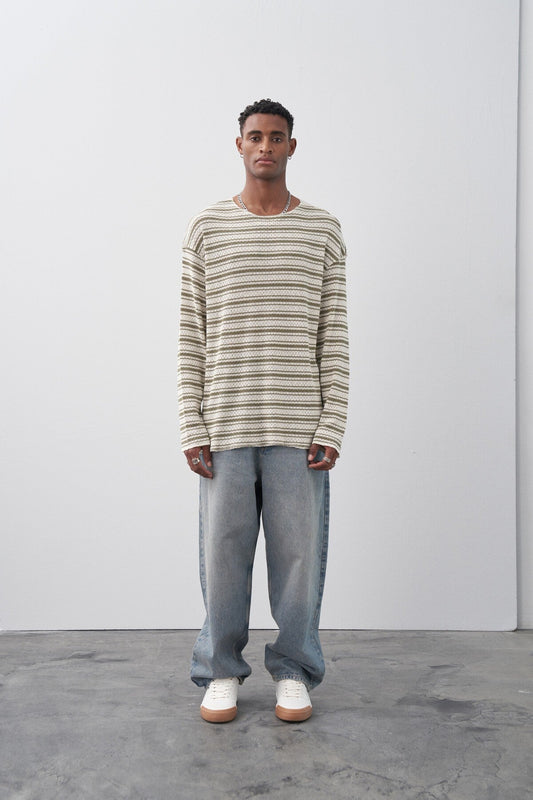 Oversized Striped Knit T-Shirt