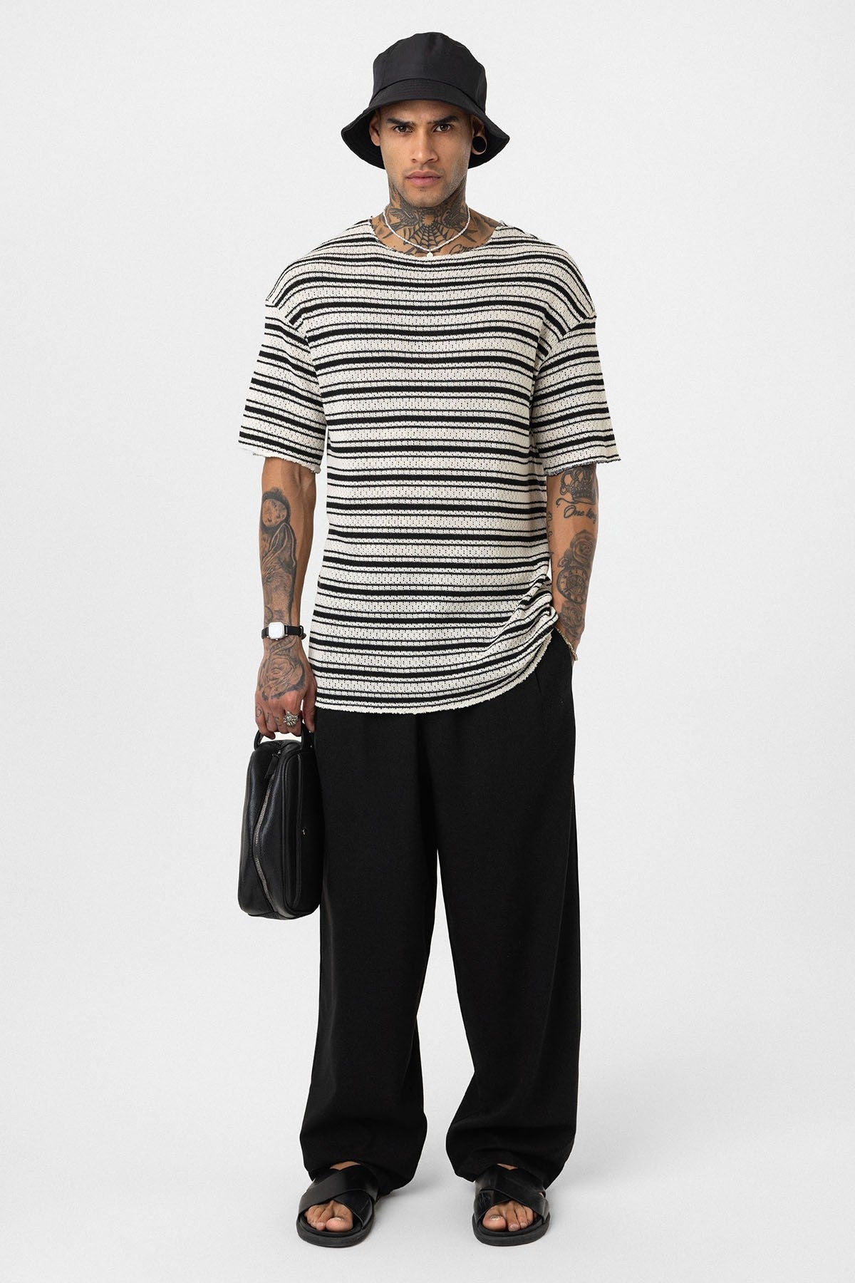 Oversized Striped Knit T-Shirt