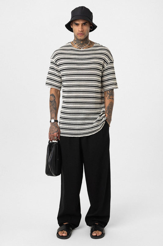 Oversized Striped Knit T-Shirt