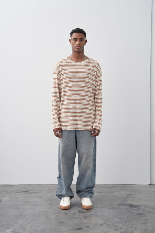 Oversized Striped Knit T-Shirt