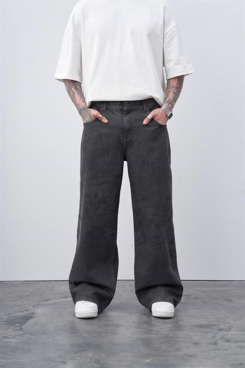 Laser-Printed Baggy Jeans