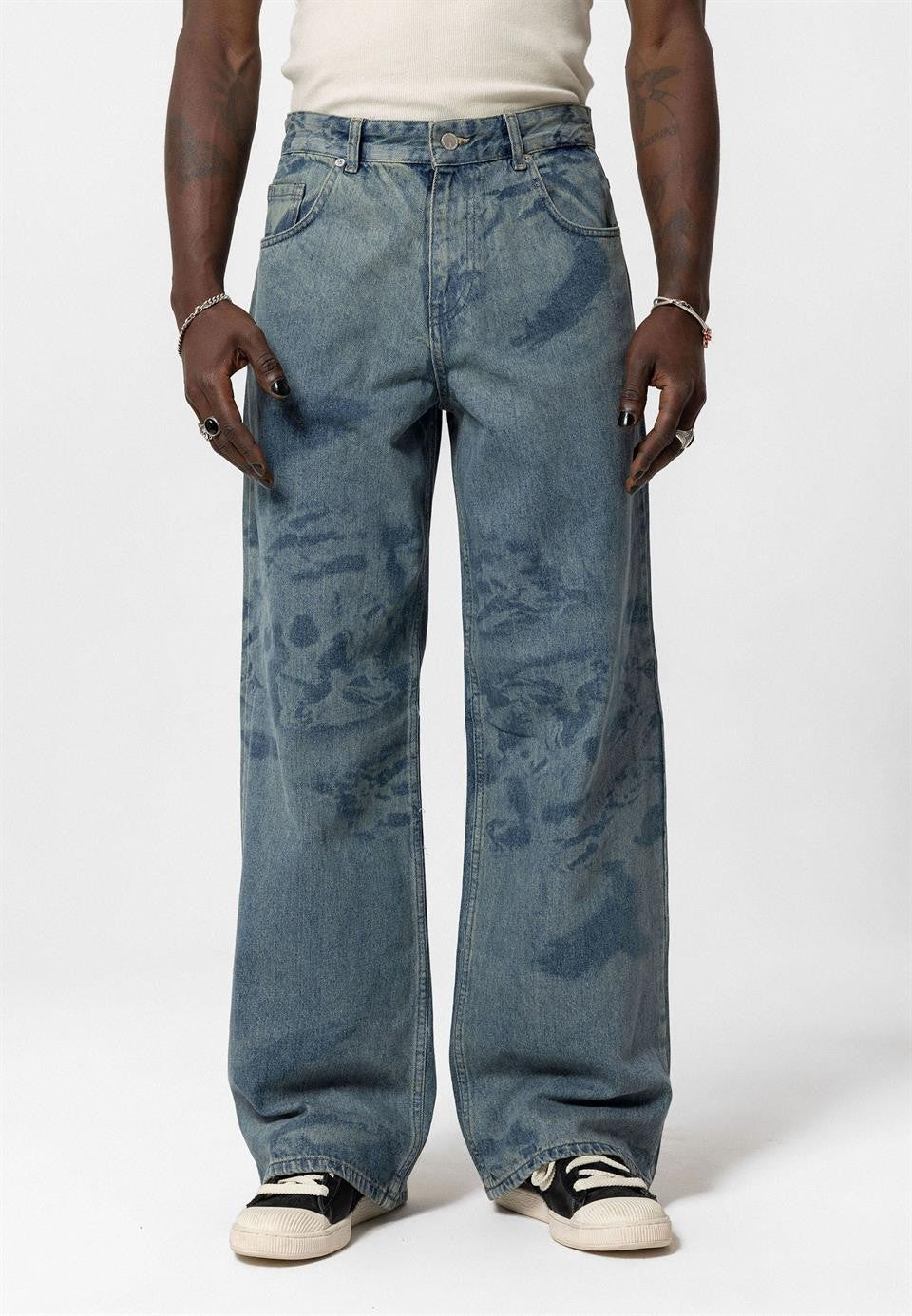 Laser-Printed Baggy Jeans